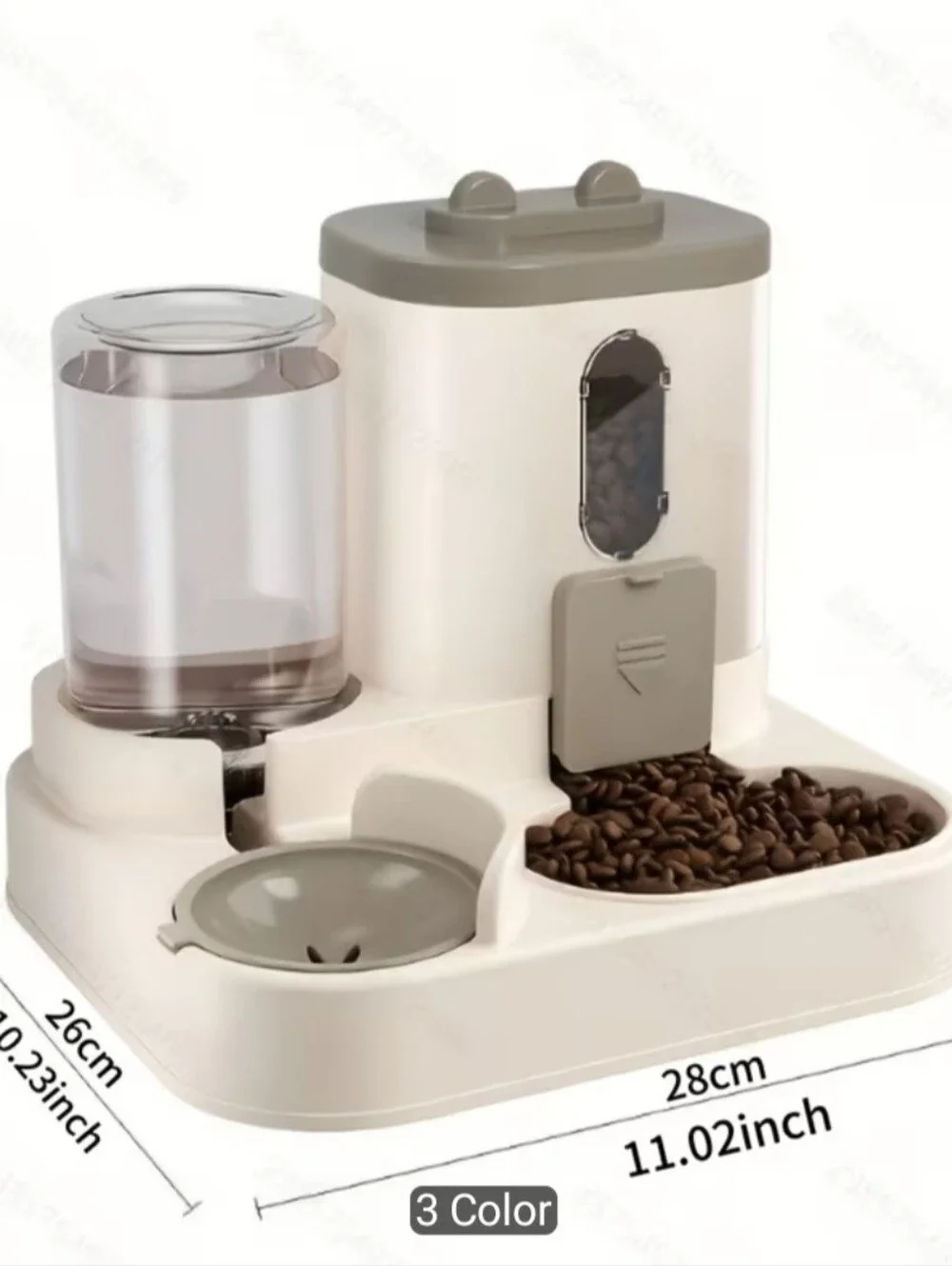 Cat Automatic 2 In 1 Food and Water Dispenser In White/Grey